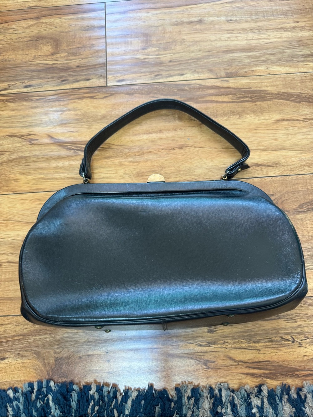 Vintage Dobbies Bags black leather frame handbag 1950s and 1960s